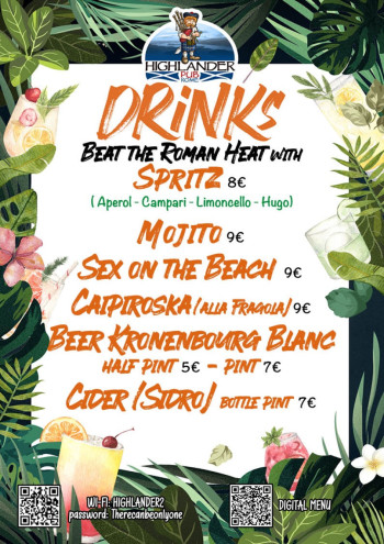 Summer Fusion Food and Drinks Menu.